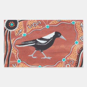 Pegatina Rectangular Pegatinas de arte aborigen con sueños