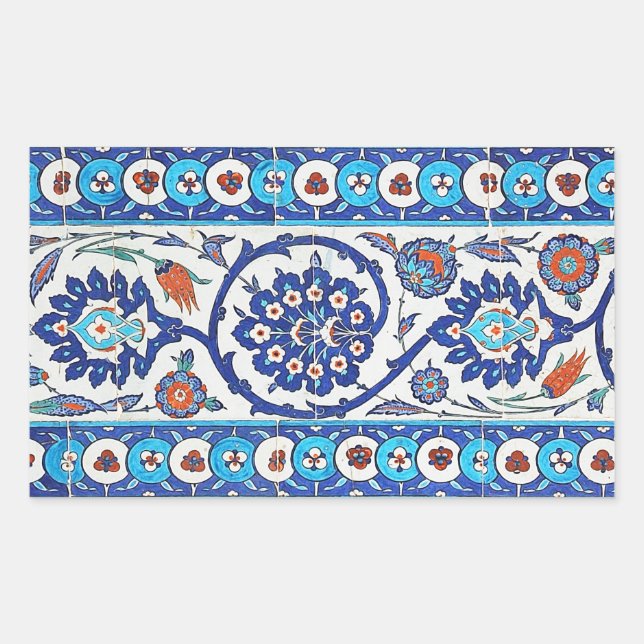 Pegatina Rectangular pegatinas de azulejos turcos (Anverso)