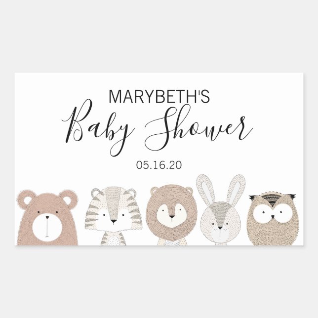 Pegatina Rectangular Pegatinas de Baby Shower de animales de compañía (Anverso)