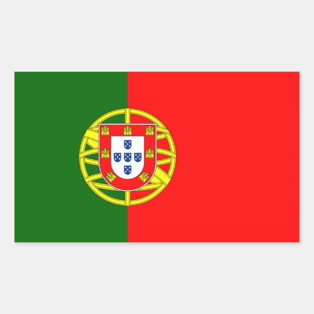 Pegatina Rectangular Pegatinas de bandera de Portugal (Anverso)