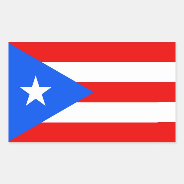 Pegatina Rectangular Pegatinas de Bandera de Puerto Rico (Anverso)