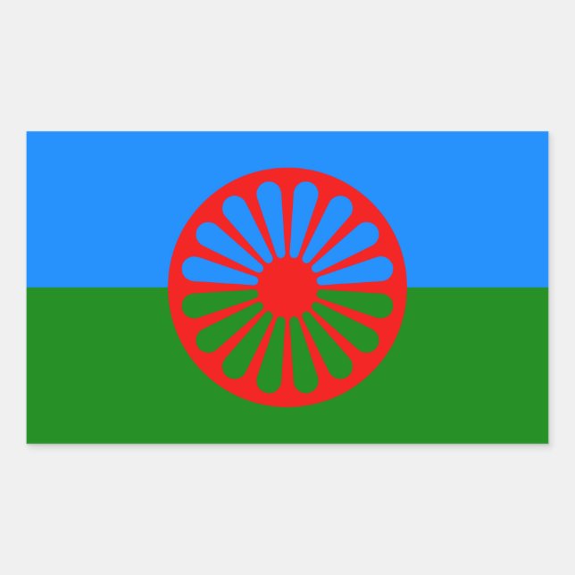 Pegatina Rectangular Pegatinas de Bandera Romaní (Anverso)