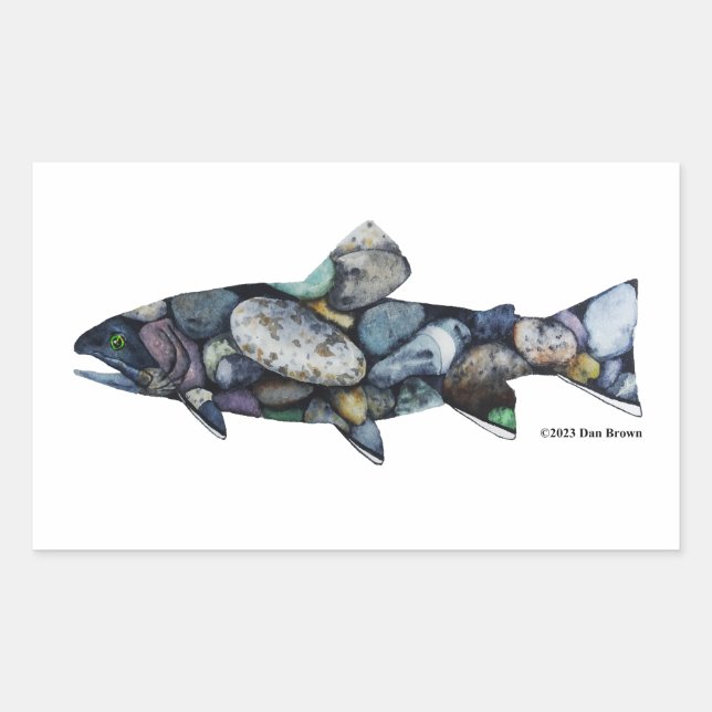 Pegatina Rectangular Pegatinas de Brook Trout (Anverso)