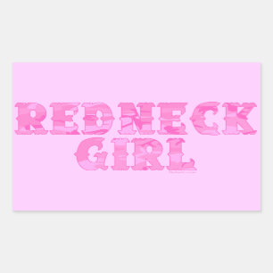 Pegatina Rectangular Pegatinas de camo rosado Chica Redneck