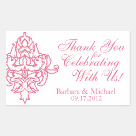 Pegatina Rectangular Pegatinas de casamiento con rectángulo de damasco 