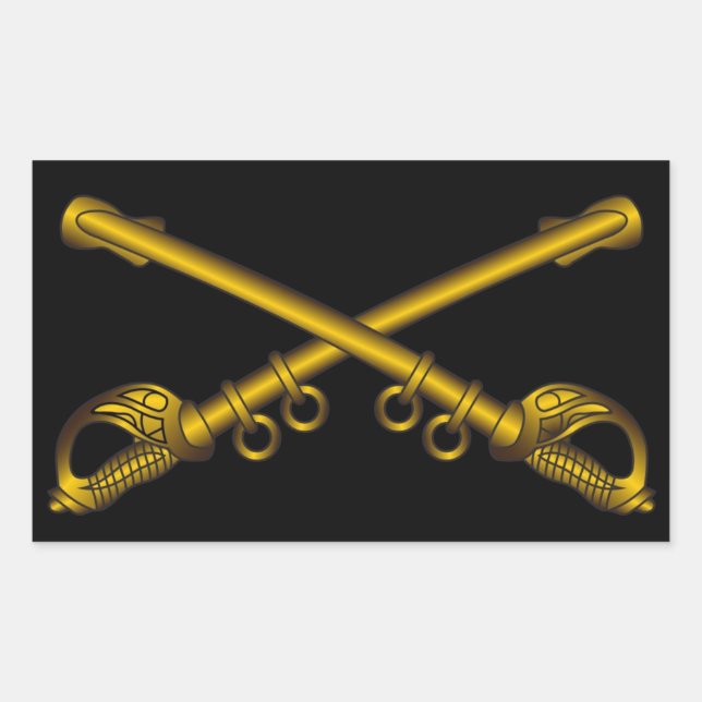 Pegatina Rectangular Pegatinas de Cavalry Crossed Sabers (Anverso)