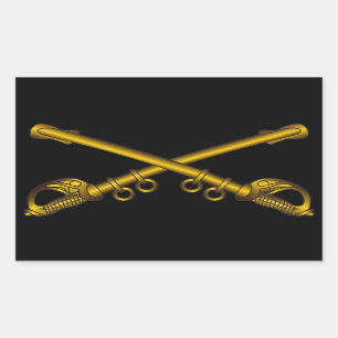 Pegatina Rectangular Pegatinas de Cavalry Crossed Sabers