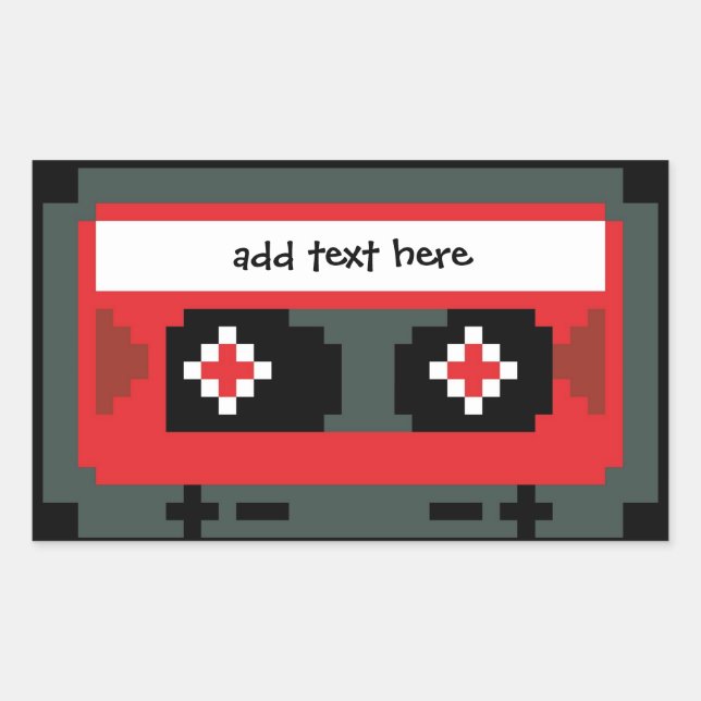 Pegatina Rectangular Pegatinas de cinta de 8 bits personalizados (Anverso)