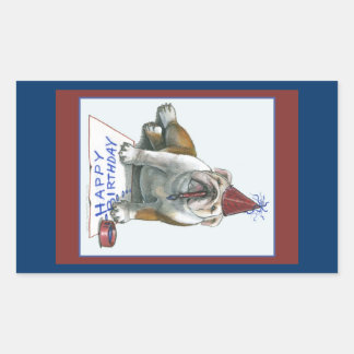 Pegatina Rectangular Pegatinas de cumpleaños de bulldog