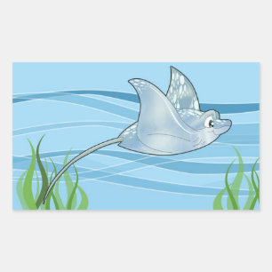 Pegatina Rectangular Pegatinas de Cute Stingray
