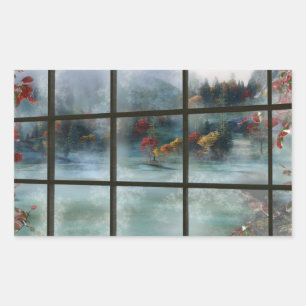 Pegatina Rectangular Pegatinas de Cwm Autumn Frost