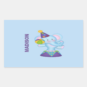 Pegatina Rectangular Pegatinas de elefantes circundantes personalizados