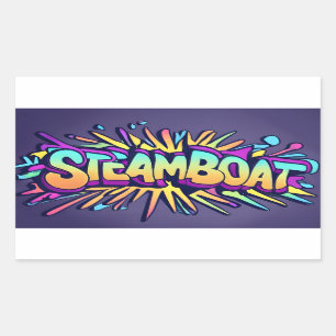 Pegatina Rectangular Pegatinas de esquí en barco de vapor - (Conjunto d