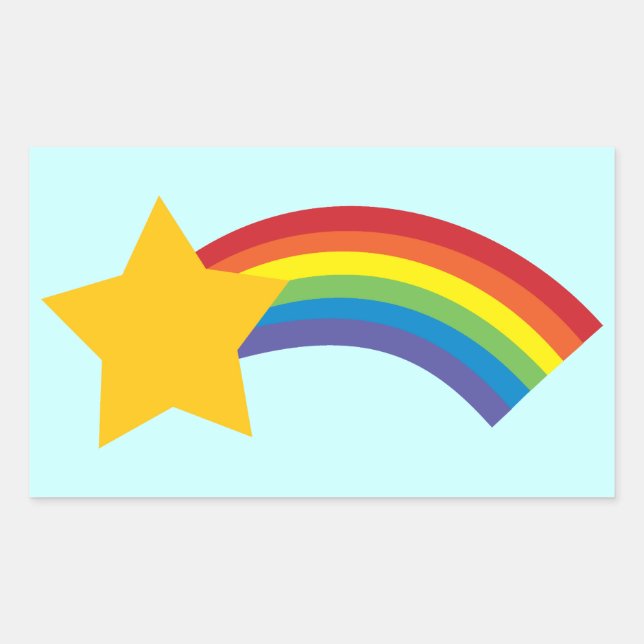 Pegatina Rectangular pegatinas de estrellas del ataque al arcoiris retr (Anverso)