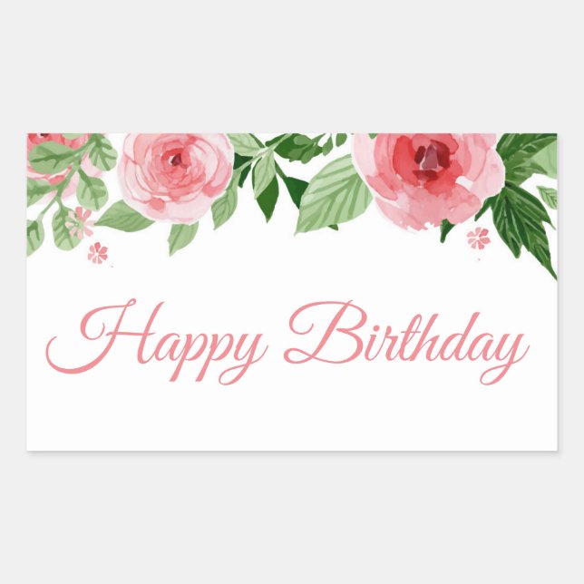 Pegatina Rectangular Pegatinas de Feliz Cumpleaños (Anverso)