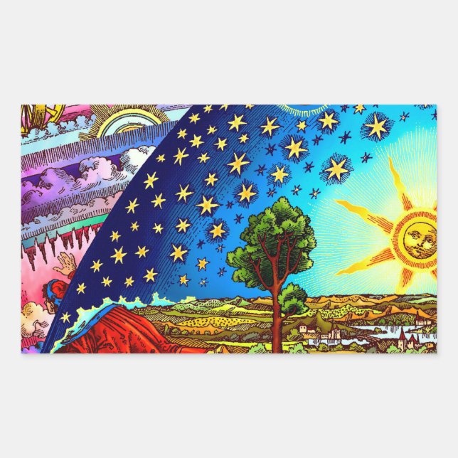 Pegatina Rectangular Pegatinas de Flammarion Dome (Anverso)