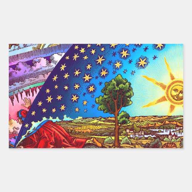 Pegatina Rectangular Pegatinas de Flammarion Dome (Anverso)