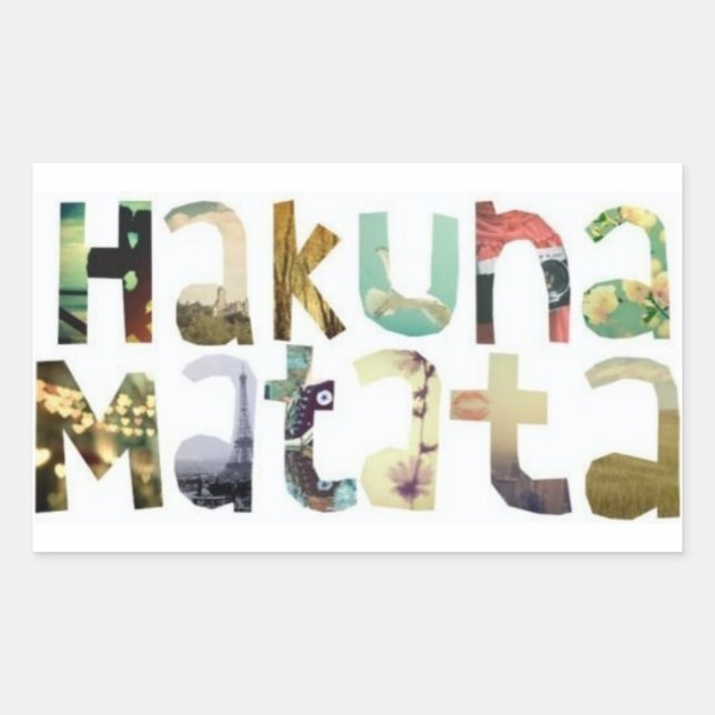 Pegatina Rectangular Pegatinas de Hakuna Matata (Anverso)
