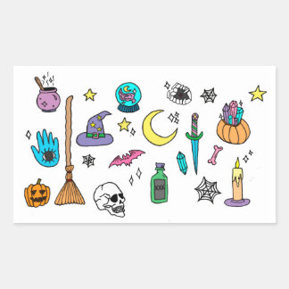 Pegatina Rectangular Pegatinas de Halloween Spooky Doodle