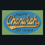 Pegatina Rectangular Pegatinas de Hanukkah "Retro Chanukah Est 139 a.C.<br><div class="desc">Hanukkah/Chanukah pegatinas rectangulares de vacaciones, "Retro Feliz Chanukah Est 139 a.C." ¡Diviértete usando a estos pegatinas como toppers de tortas, etiquetas de regalo, cierres de bolsos de favores, o lo que sea que haga que sus festividades! Personalice borrando, "Happy y EST 139 a.C." y sustituyéndolo por su propio texto usando...</div>