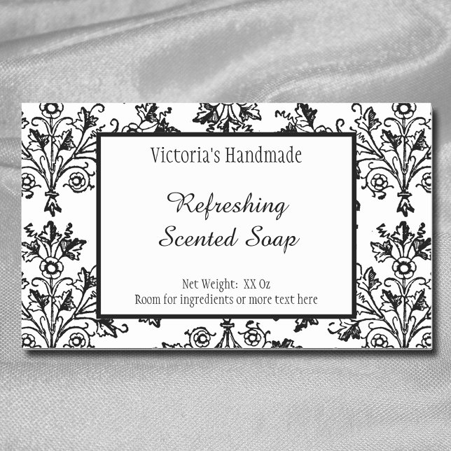 Pegatina Rectangular Pegatinas de jabón editables de damascos florales  (Subido por el creador)