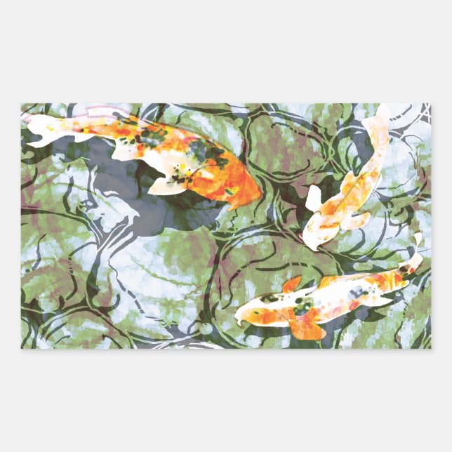 Pegatina Rectangular Pegatinas de Koi Fish (Anverso)