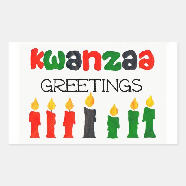 Pegatina Rectangular Pegatinas de Kwanzaa con velas (Anverso)
