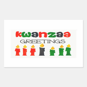 Pegatina Rectangular Pegatinas de Kwanzaa con velas