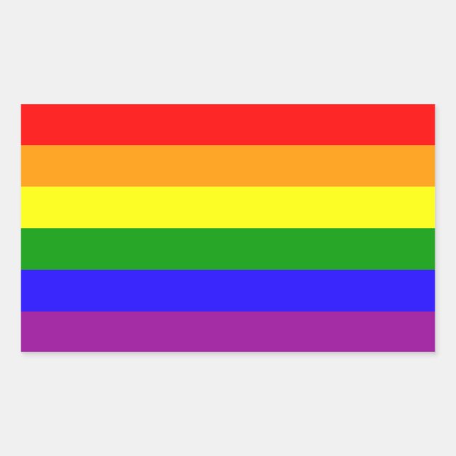 Pegatina Rectangular Pegatinas de la bandera arcoiris (Anverso)