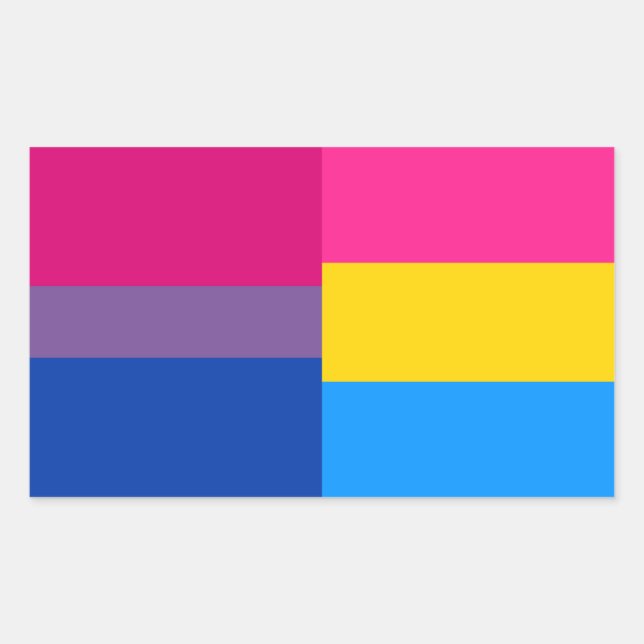 Pegatina Rectangular Pegatinas de la bandera bisexual/pansexual (Anverso)