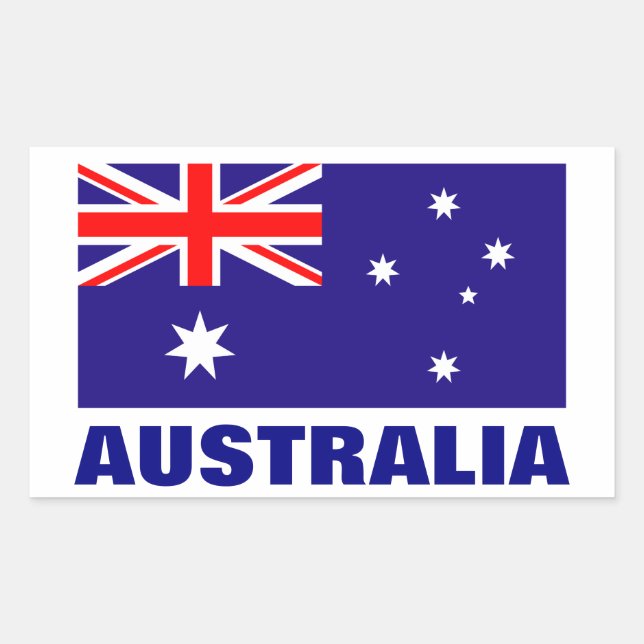 Pegatina Rectangular Pegatinas de la bandera de Australia | texto perso (Anverso)