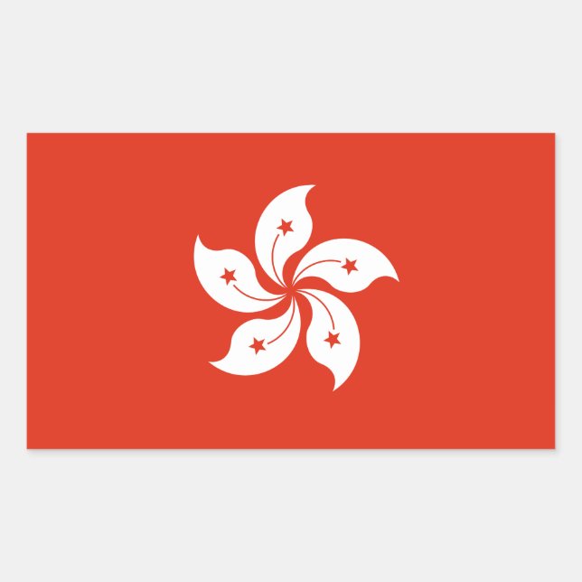Pegatina Rectangular Pegatinas de la bandera de Hong Kong (Anverso)