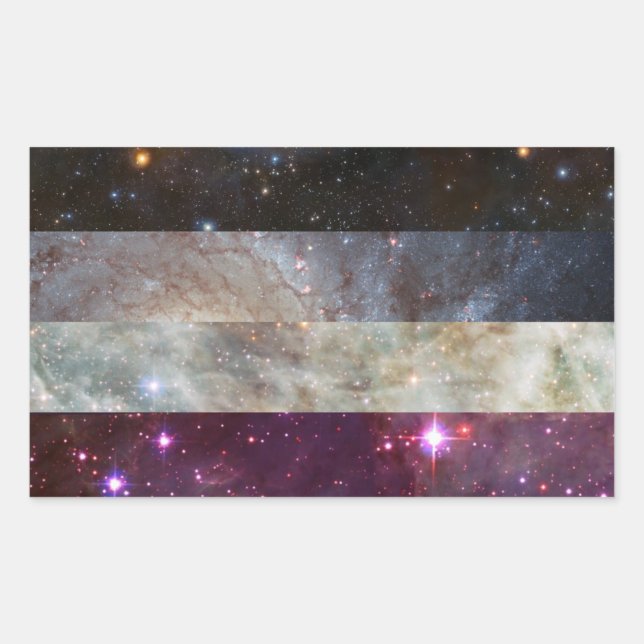 Pegatina Rectangular Pegatinas de la bandera de la nebulosa asexual (Anverso)