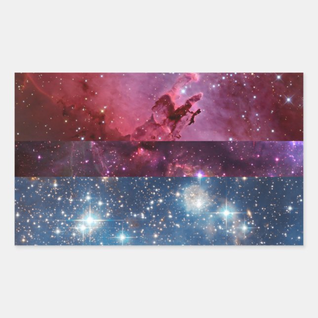 Pegatina Rectangular Pegatinas de la bandera de la nebulosa bisexual (Anverso)