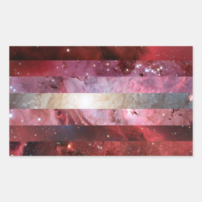 Pegatina Rectangular Pegatinas de la bandera de la nebulosa lesbiana (Anverso)