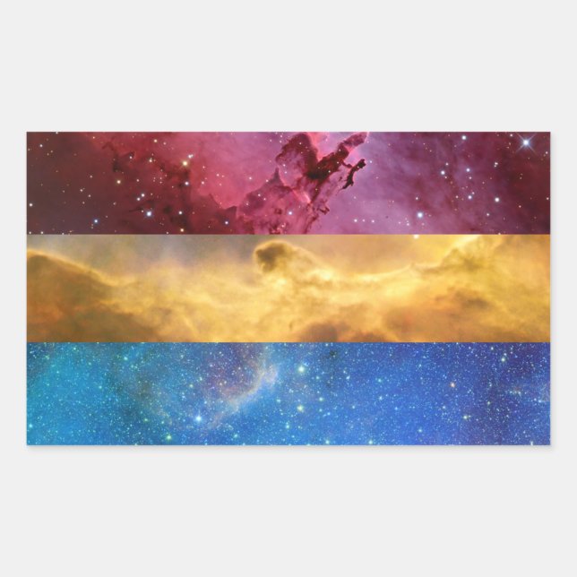 Pegatina Rectangular Pegatinas de la bandera de la nebulosa pansexual (Anverso)