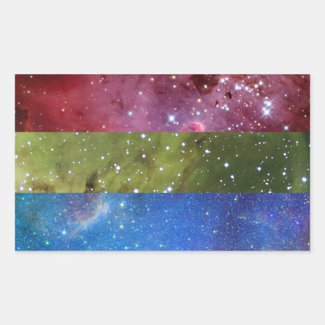 Pegatina Rectangular Pegatinas de la bandera de la nebulosa polisexual (Anverso)