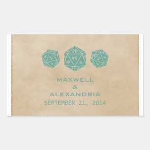 Pegatina Rectangular Pegatinas de la boda del jugador de los dados del 