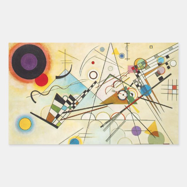 Pegatina Rectangular Pegatinas de la Composición VIII de Kandinsky (Anverso)