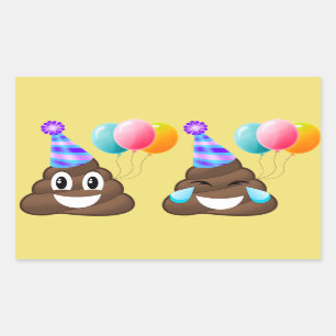 Pegatina Rectangular Pegatinas de la Emoji Birthday Party Poopers