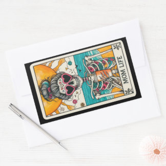 Pegatina Rectangular Pegatinas de la tarjeta Mami Life Skeleton Tarot
