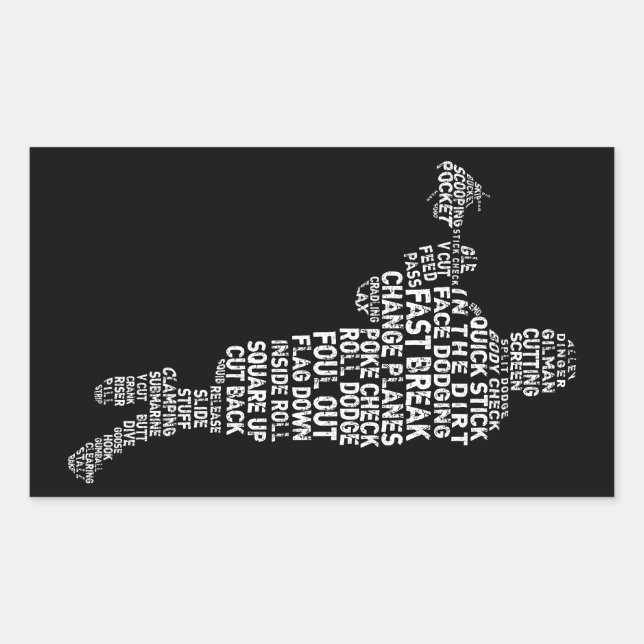 Pegatina Rectangular Pegatinas de Lacrosse Player (Anverso)