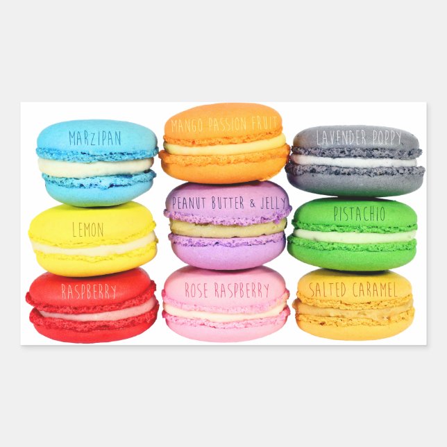 Pegatina Rectangular Pegatinas de Macarons (Anverso)
