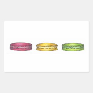 Pegatina Rectangular Pegatinas de Macarons franceses Macaron Cookie