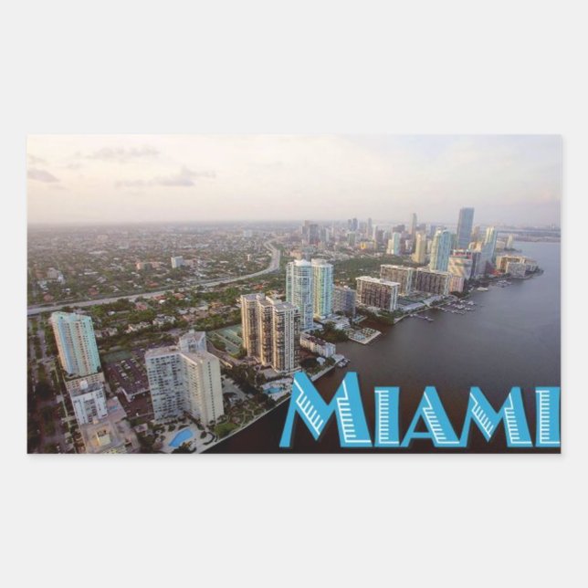 Pegatina Rectangular Pegatinas de Miami (Anverso)