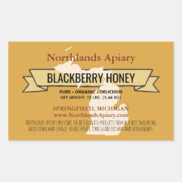 Pegatina Rectangular Pegatinas de Michigan State Honey Product Rectangl