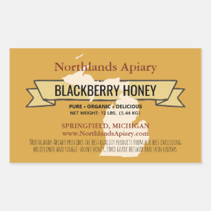 Pegatina Rectangular Pegatinas de Michigan State Honey Product Rectangl