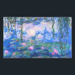 Pegatina Rectangular Pegatinas de Monet Water Lilies<br><div class="desc">Monet Water Lilies pegatinas. Pintura de óleo sobre lienzo de 1916. Monet pintó su famoso estanque de nenúfares obsesivamente durante los últimos años de su carrera, inspirándose en la luz del sol y su efecto cambiante sobre el agua y las flores acuáticas y el follaje. Este cuadro presenta un uso...</div>