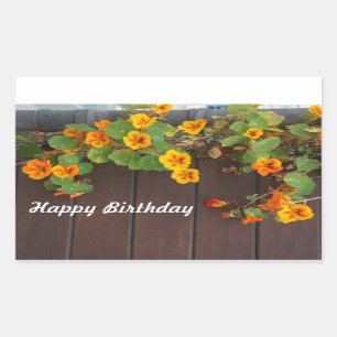 Pegatina Rectangular Pegatinas de Nasturtium felices de cumpleaños