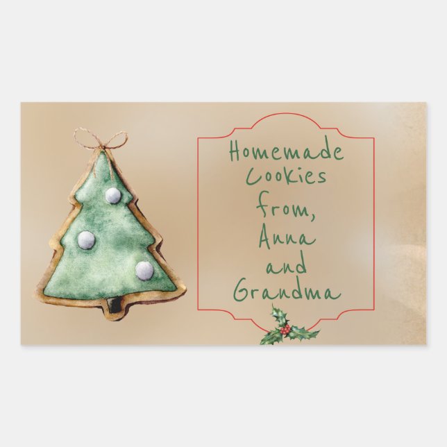 Pegatina Rectangular Pegatinas de Navidad añejos para panadería casera (Anverso)